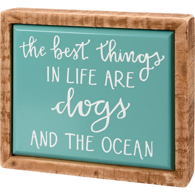 Best Things In Life Are Dogs And The Ocean Mini Box Sign