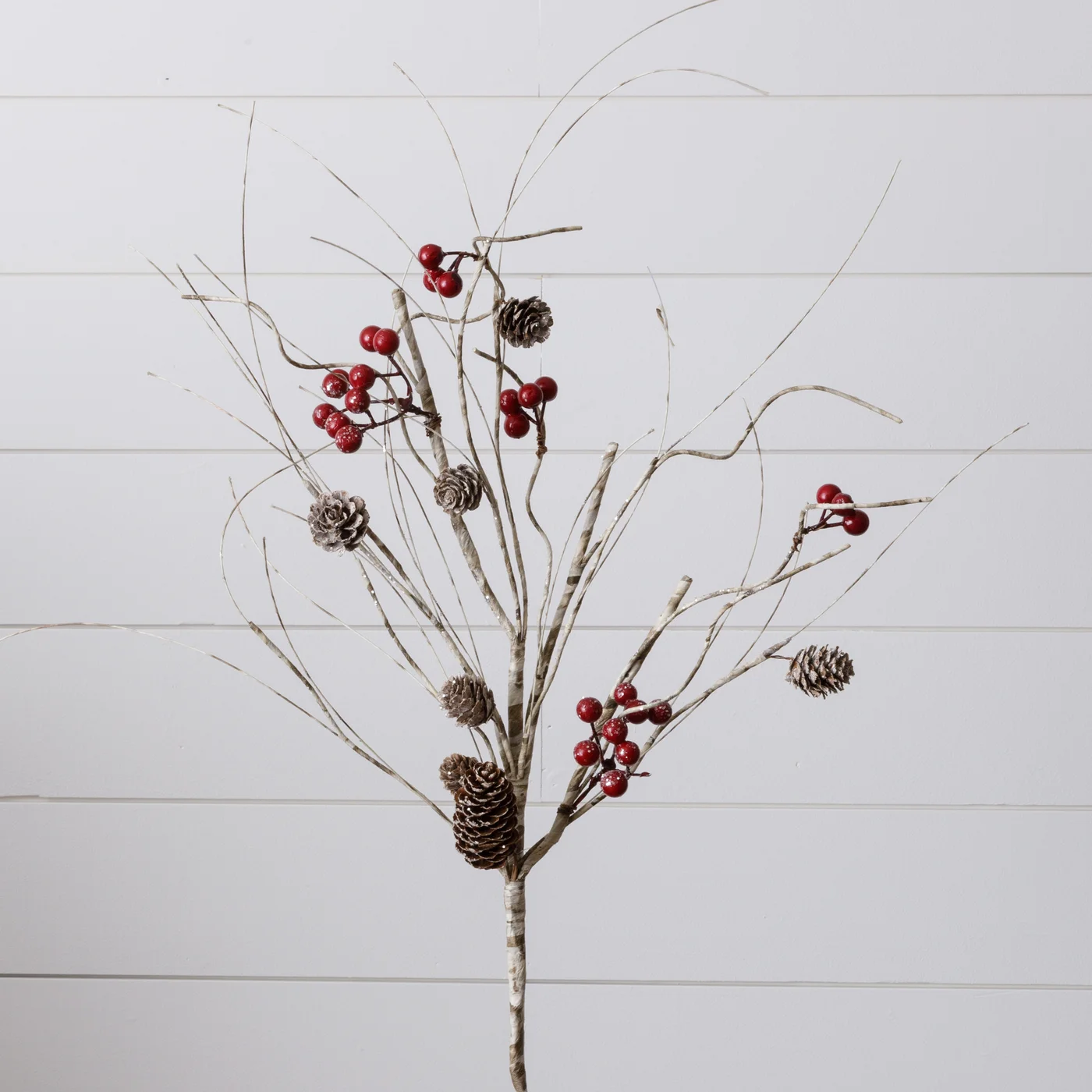 Faux Birch Branch With Glittered Berries 30" Spray