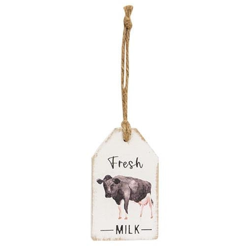 Fresh Milk Cow Wood Tag