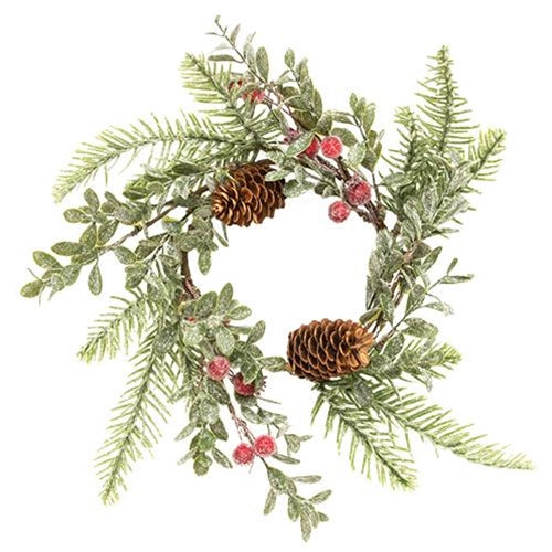 Sugar Berry Pine 10" Small Faux Evergreen Ring Wreath