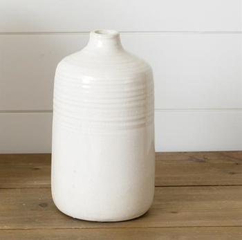 Cream Crackled 9.5" Stoneware Vase