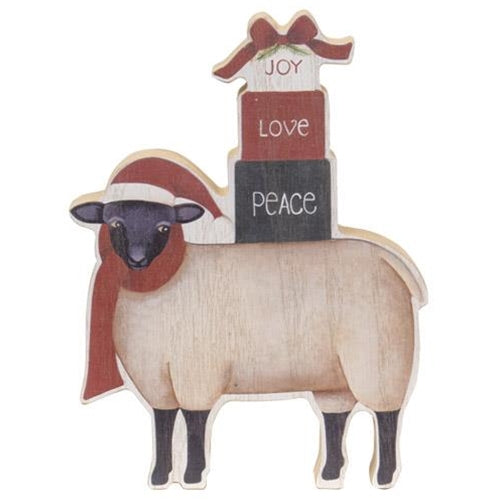 Chunky Christmas Sheep and Presents Shelf Sitter