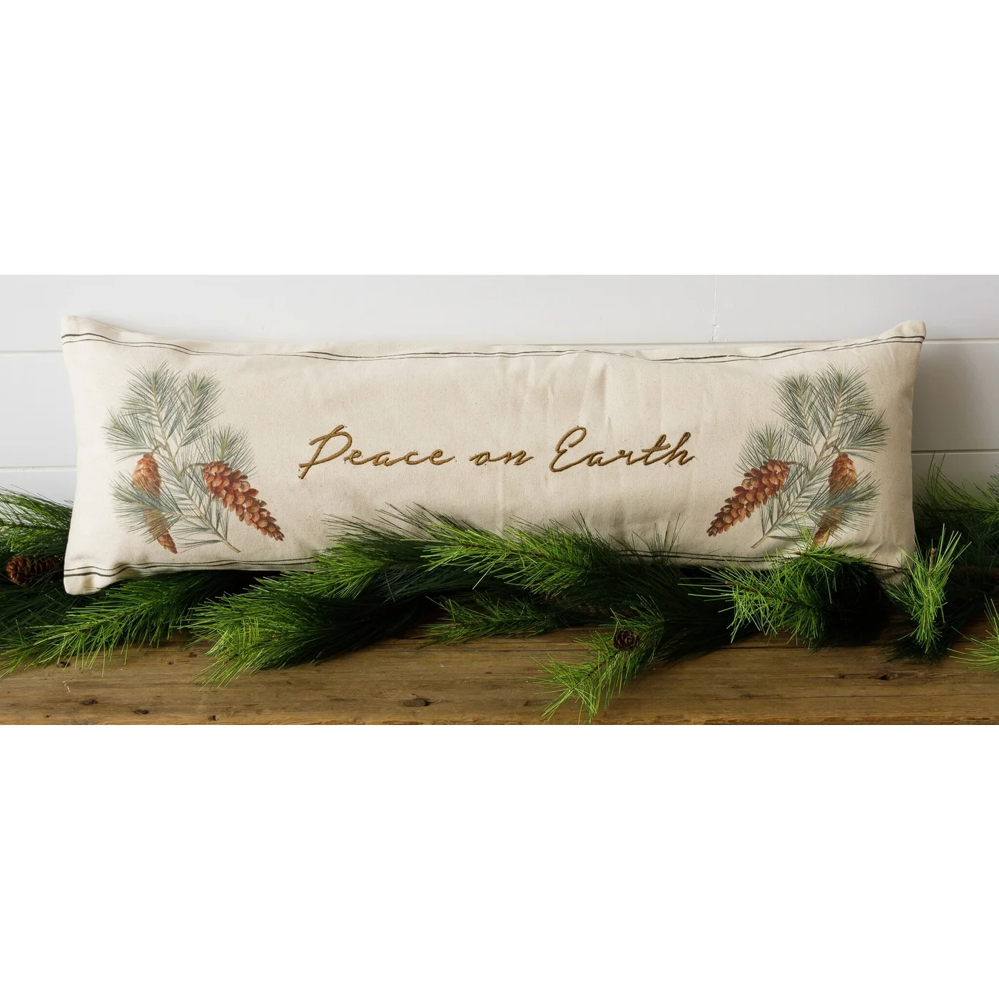 Peace On Earth Embroidered 30" Christmas Pillow
