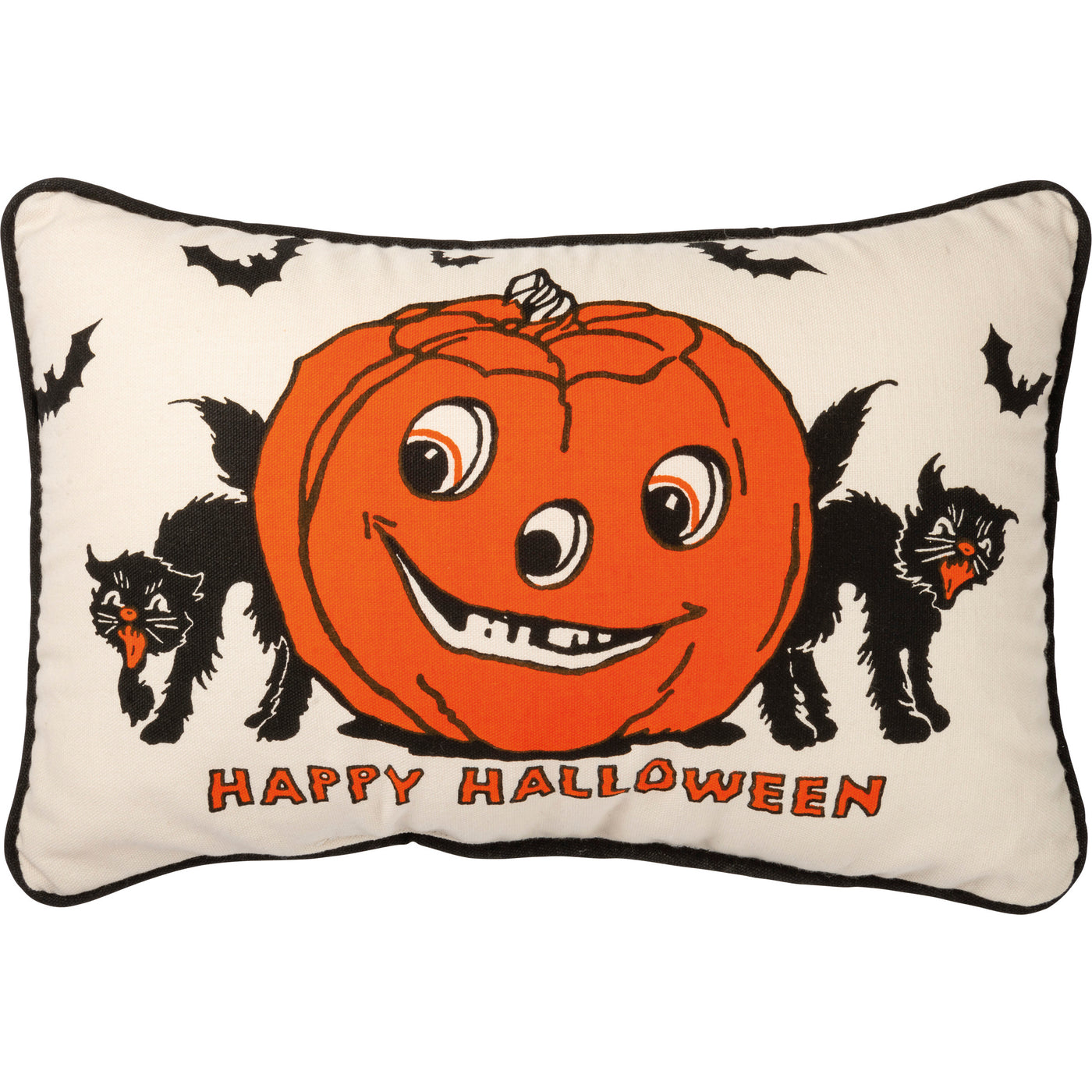 🎄💙 Retro Happy Halloween Jack and Cats Pillow