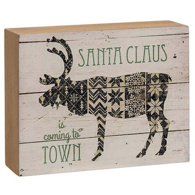 Santa Claus Is Coming To Town Nordic Reindeer Box Sign