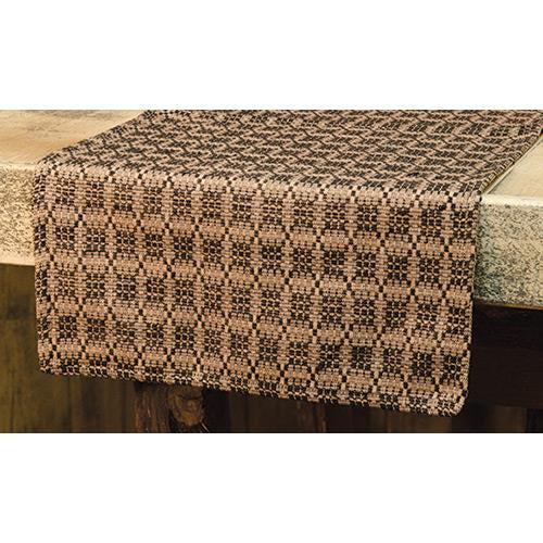 Long Table Runner Preachers Knot black and tan 54" x 13"