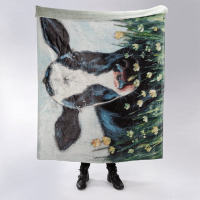 Cow in the Field Illustration Throw