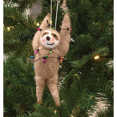 💙 Christmas Party Lights Sloth Ornament