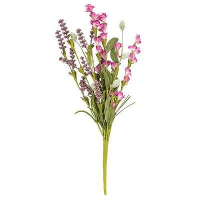Pink Cluster Flowers with Heather 15" Faux Floral Spray
