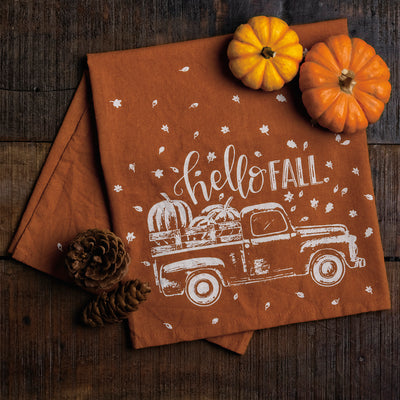 💙 Hello Fall Truck with Pumpkins Dish Towel