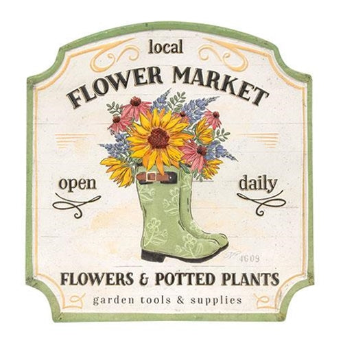 Local Flower Market Open Daily Metal Sign
