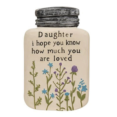 Daughter I How Much You Are Loved Small Resin Mason Jar Figure