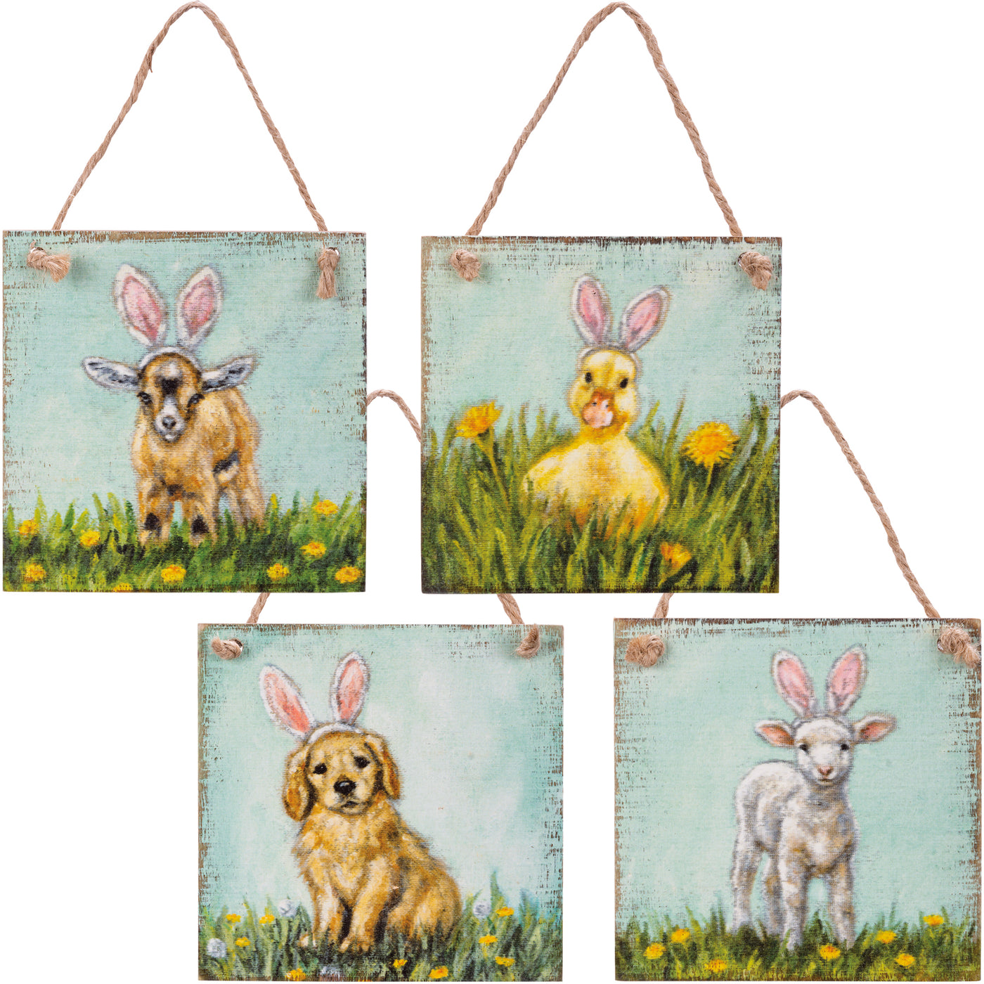 Set of 4 Bunny Ears Easter Ornament Set