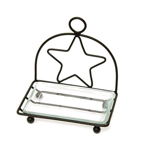 Black Star Stand with Glass Soap Dish