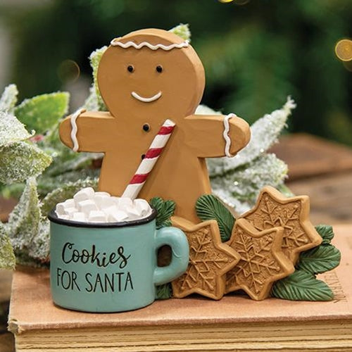 Cookies For Santa Resin Gingerbread Man & Mug Figurine