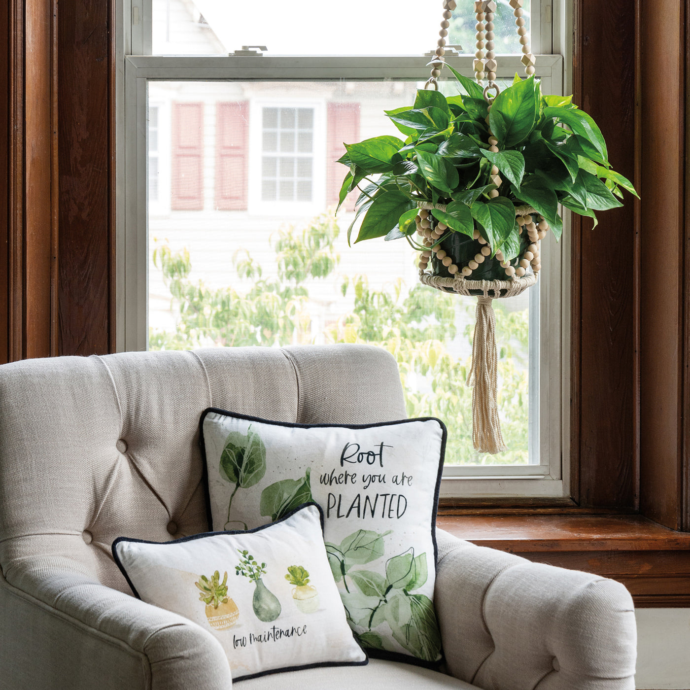 Beaded and Macrame Boho Plant Hanger