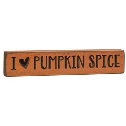 💙 I Heart Pumpkin Spice 9" Engraved Wooden Block