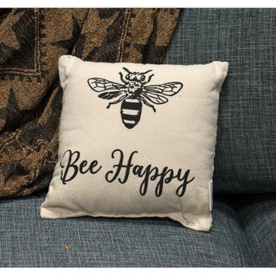 Bee Happy 10" Decorative Throw Pillow