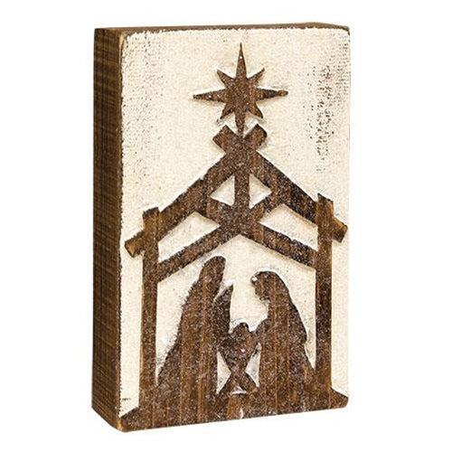 Rustic Silhouette Nativity Box Sign