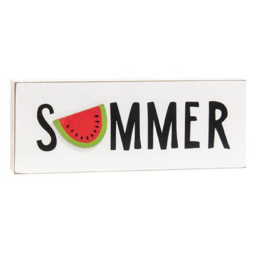 Summer With Watermelon Block Sign