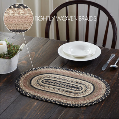 💙 Sawyer Mill Charcoal Creme Jute Oval Placemat