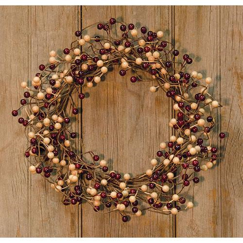 Waterproof Burgundy and Gold Faux 18" Berry Wreath