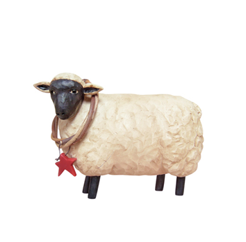 Small Sheep with Star Twig Wreath Figure