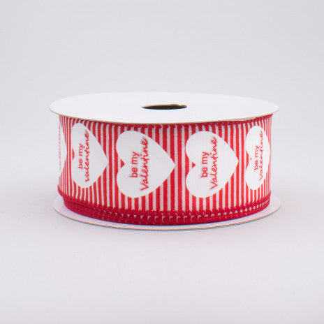 💙 Be My Valentine Red & White Stripe Ribbon 1.5" x 10 yards