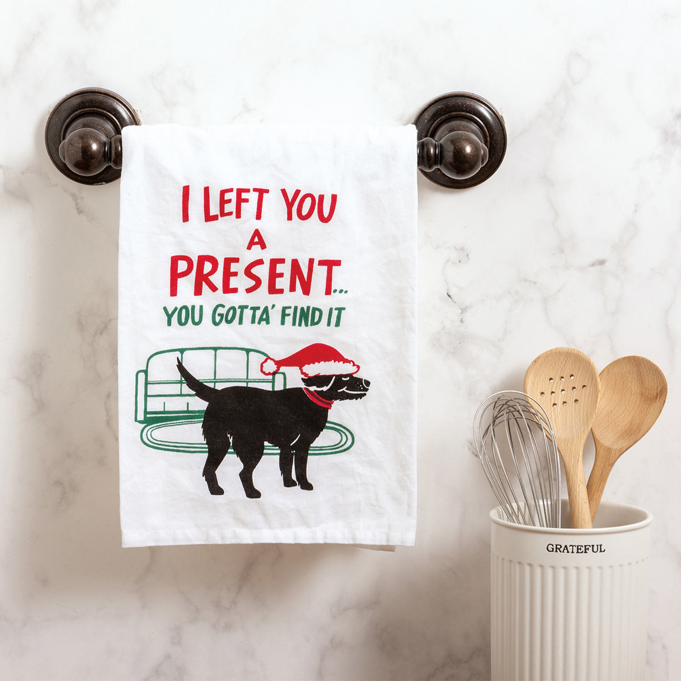 HAPPY BIRTHDAY🎂 💙 I Left A Present You Gotta Find It Christmas Dog Kitchen Towel