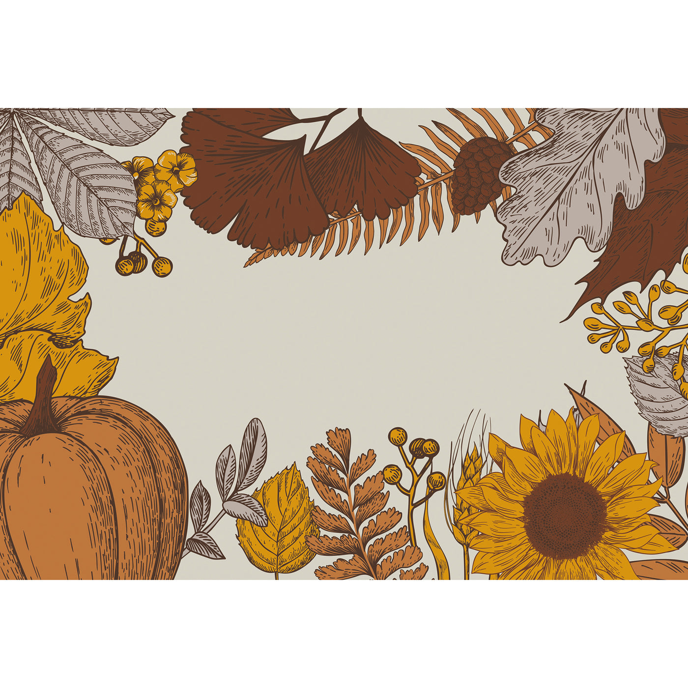 Autumn Pumpkins and Leaves Paper Placemats Set of 24