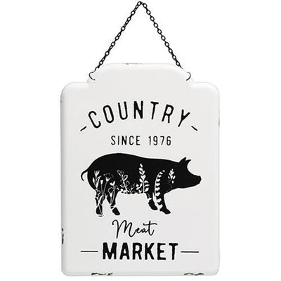 💙 Country Meat Market Pig Metal Hanging Sign
