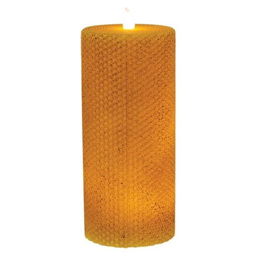 Honeycomb LED Pillar Candle 7" H x 3" W