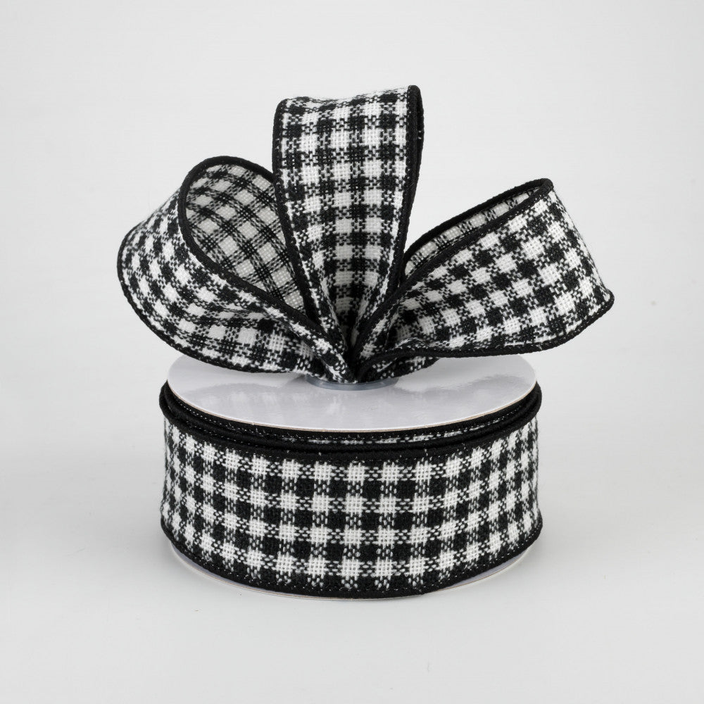 💙 Mini Black & White Woven Check Ribbon 1.5" x 10 yards