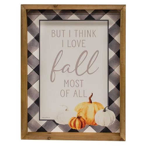 I Love Fall Most of All Wood Shadowbox 18.5" H