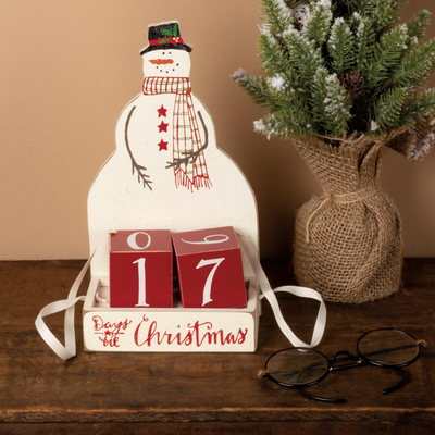 Jolly Snowman Wooden Countdown Block Figure