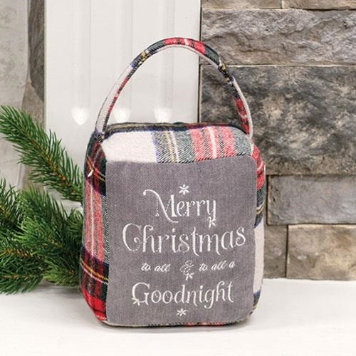 Merry Christmas to All Red & Gray Plaid Doorstop