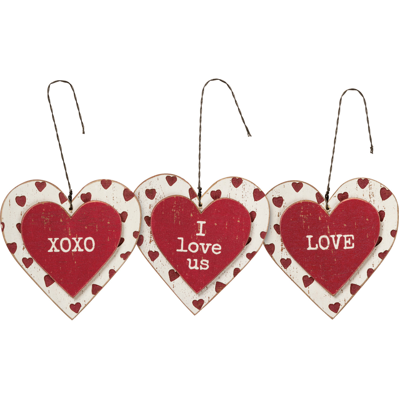 Set of 3 Valentine's Day Love Heart Ornaments