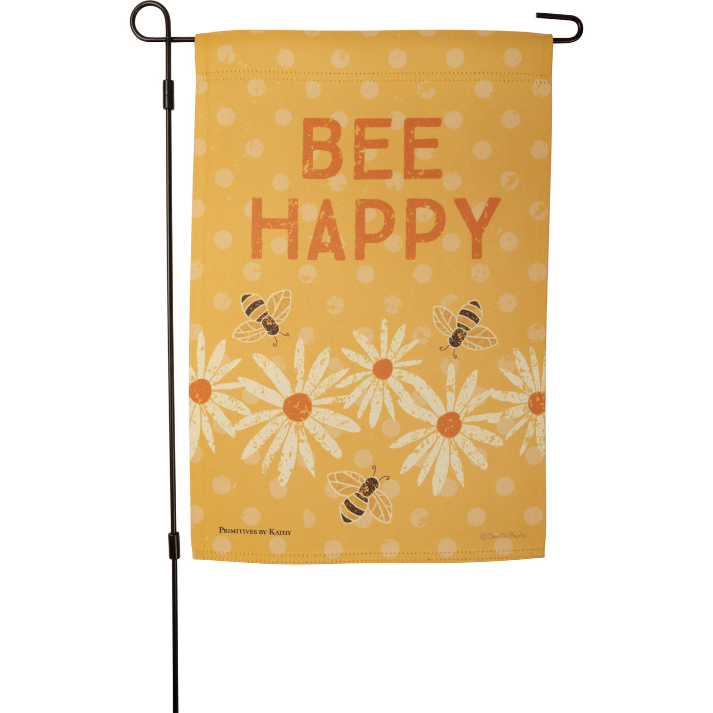 Bee Happy Daisies and Dots Garden Flag