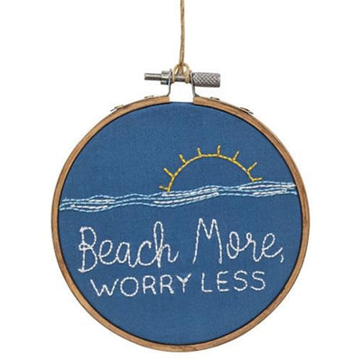 💙 Beach More, Worry Less Sampler Ornament