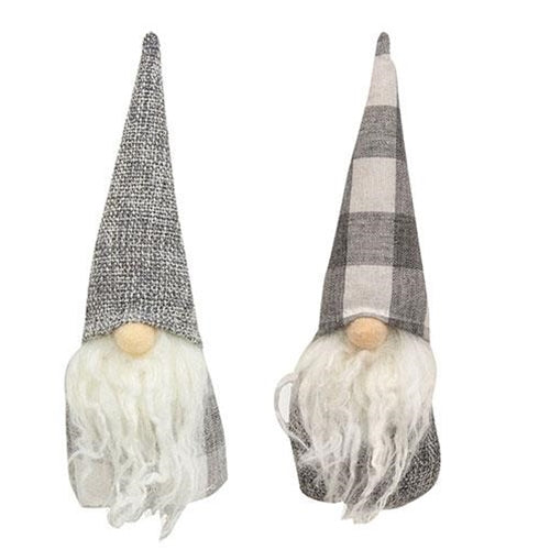 💙 Set of 2 Buffalo Check Gray Gnome Ornaments