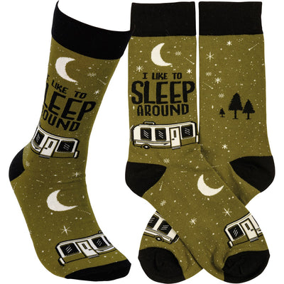 I Like To Sleep Around Fun RV Camper Socks