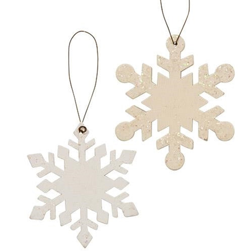 Set of 2 Wood Snowflake Ornaments
