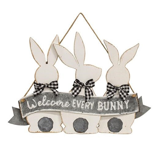 💙 Welcome Every Bunny Metal Hanging Sign