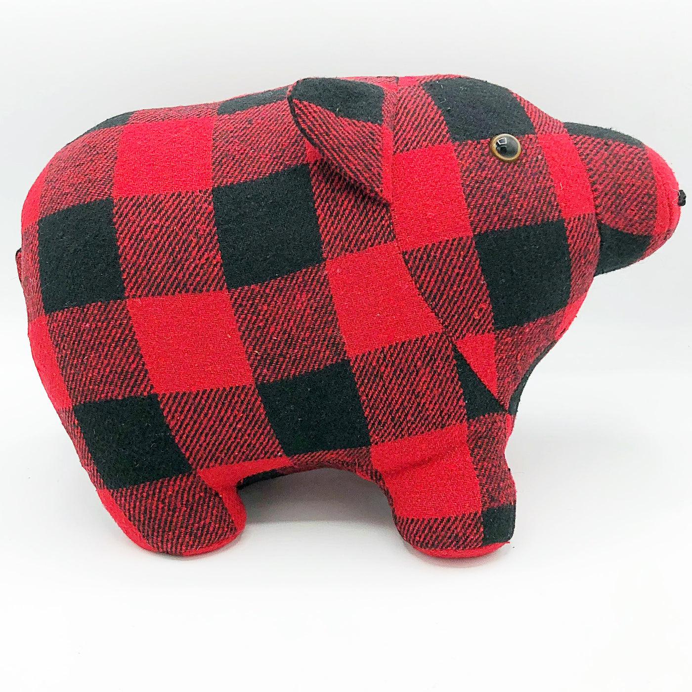Buffalo Plaid Black and Red Pig Door Stopper