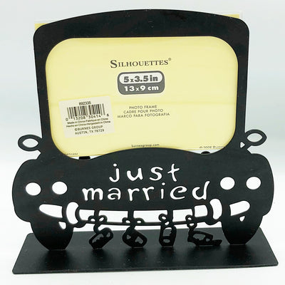 Just Married Silhouettes Picture Frame Holds 3.5" X 5" Photo