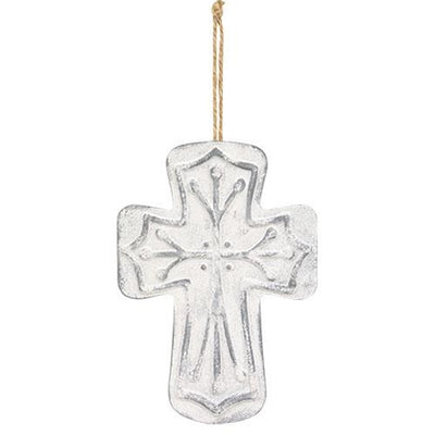 💙 Distressed Metal Cross Ornament