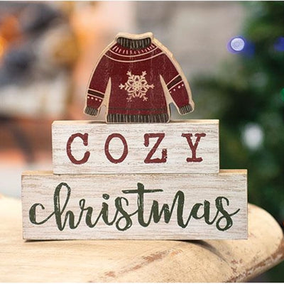Cozy Christmas Sweater Stackers Block Sign