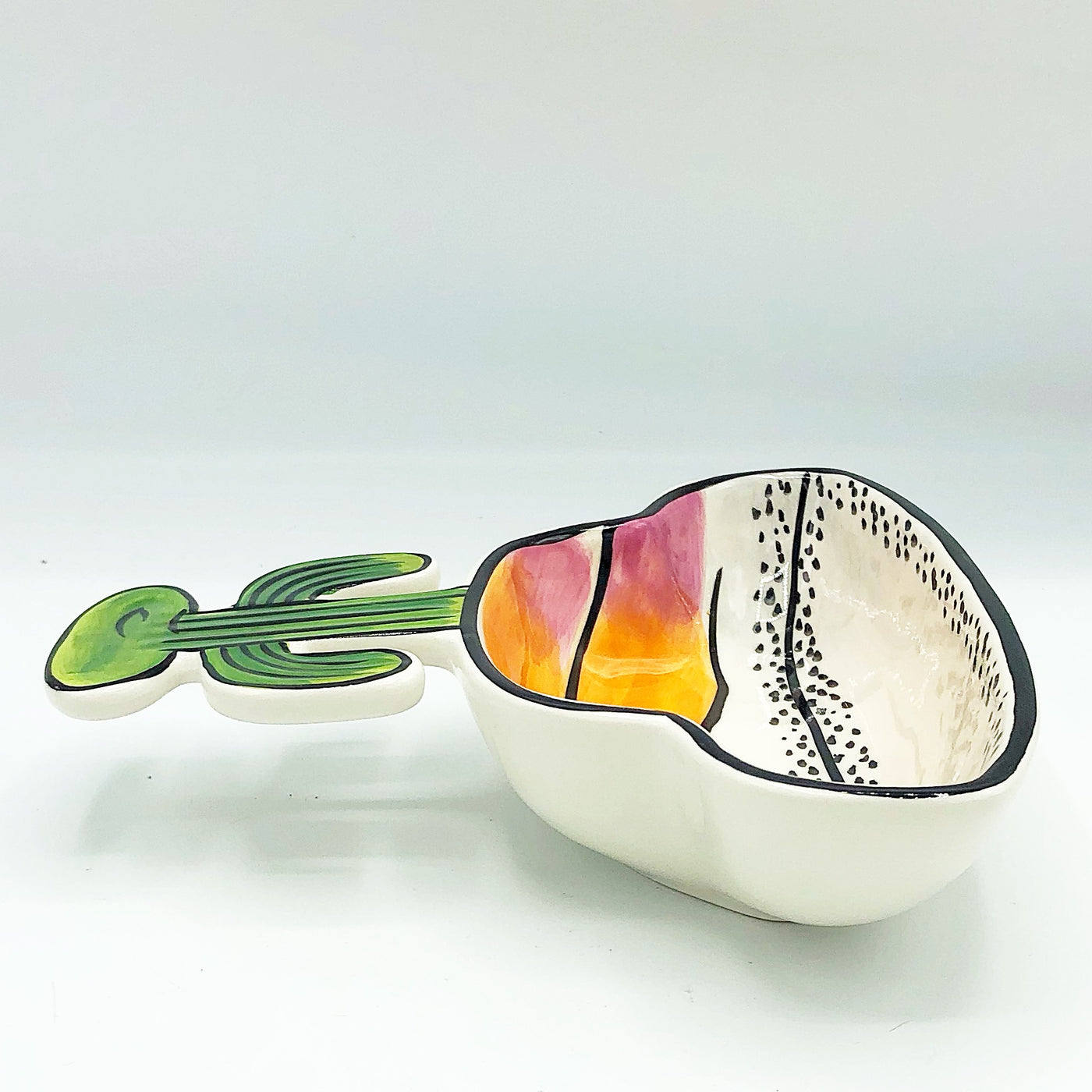 Set of 2 Clay Art Cactus Margarita Glass Shaped Dip Bowls