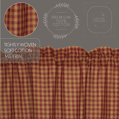 HAPPY BIRTHDAY🎂 💙 Set of 2 Burgundy Check Scalloped Prairie Short Panel Curtains