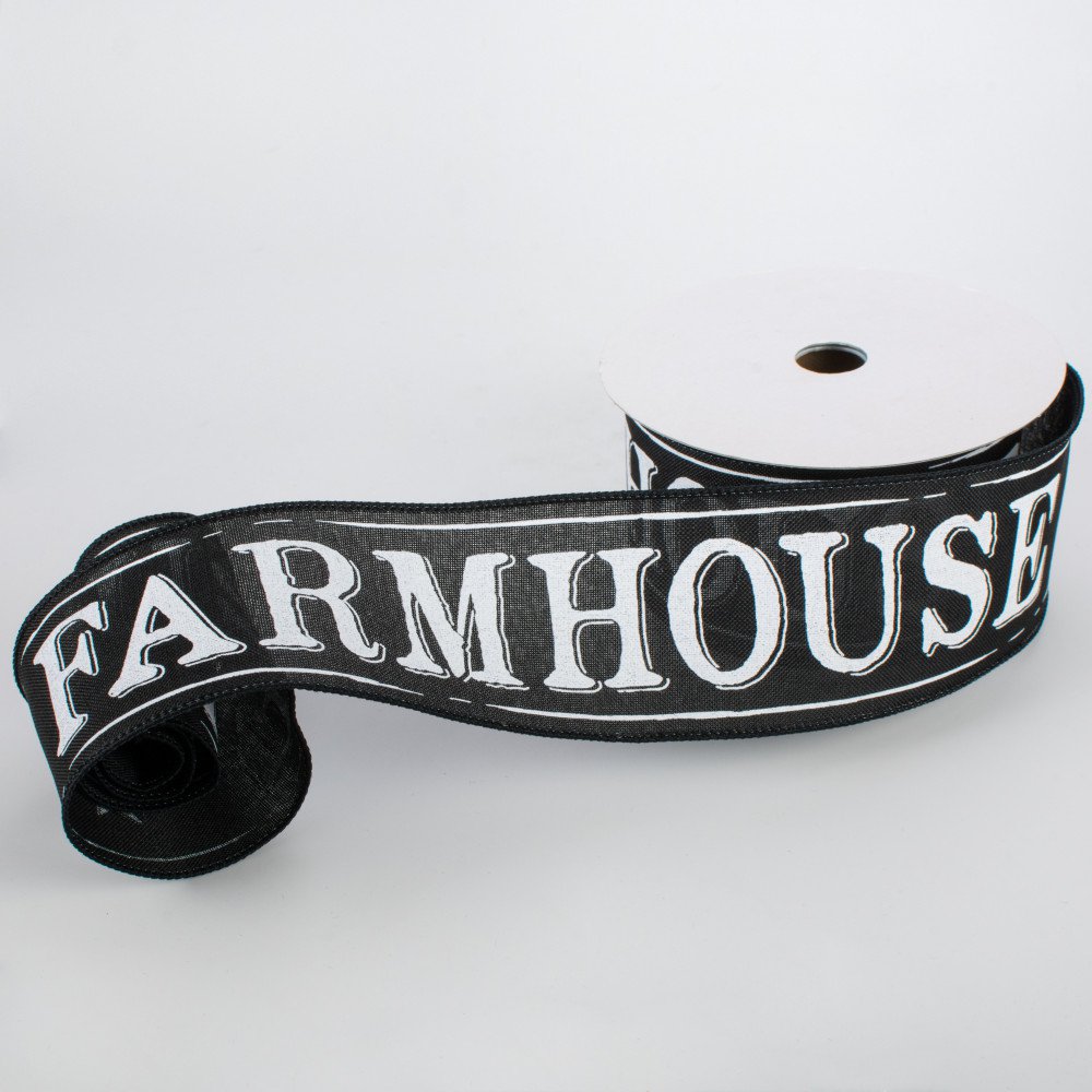 Farmhouse Black & White Ribbon 2.5" x 10 yds
